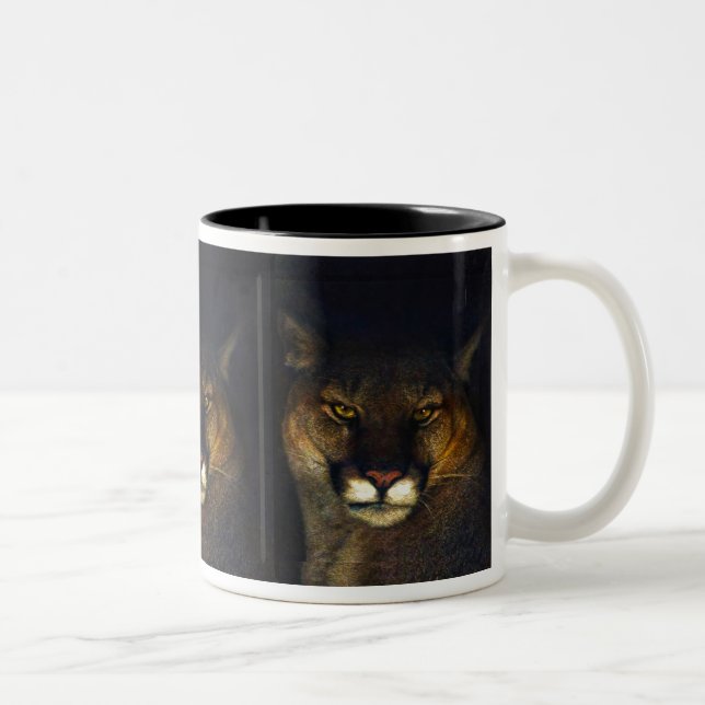 Tasse 2 Couleurs Cougar Mountain Lion Big Cat Art Design (Droit)