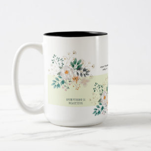 Tasse 2 Couleurs Couleur claire Floral Texte personnalisé