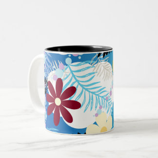 Tasse 2 Couleurs Couleur Cute Daisies Ferns Bubbles Clouds Motif