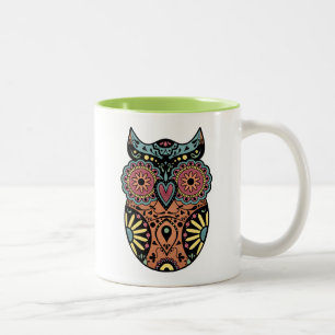 Tasse 2 Couleurs Couleur de hibou de crâne de sucre