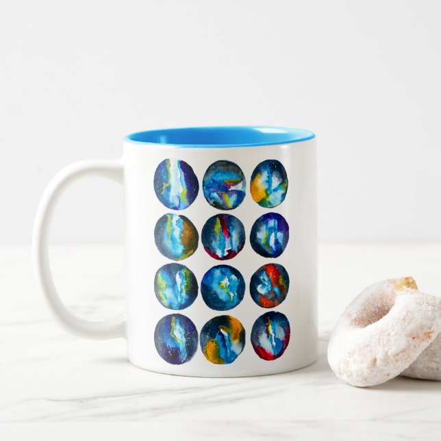 Tasse 2 Couleurs Couleur d'eau nébuleuse de la galaxie de la planèt (Avec donut)