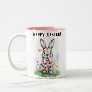 Tasse 2 Couleurs Couleur d'eau Vintage lapin de Pâques