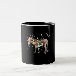 Tasse 2 Couleurs Couleur des lumières de Noël de l'âne    Cadeau Pè