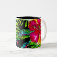Couleur Vif Fleurs Tropicales Feuilles d'Hibiscus