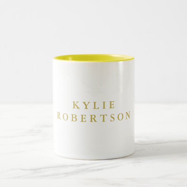 Tasse 2 Couleurs Couleurs Blanc & Or Professionnel Tendance Uni (Centre)
