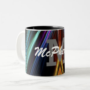 Tasse 2 Couleurs Couleurs radieuses de pickleball - Monogramme et n