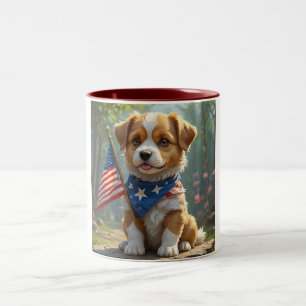 Tasse 2 Couleurs Coupe 4 juillet chiot mignonne