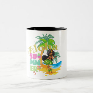Tasse 2 Couleurs Coupe Aloha Hula Girl de café