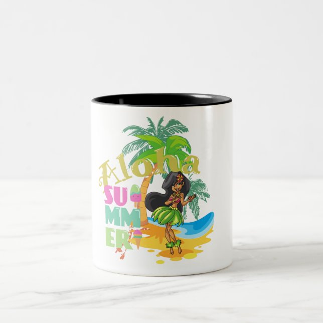 Tasse 2 Couleurs Coupe Aloha Hula Girl de café (Centre)