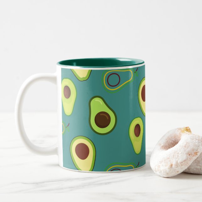Tasse 2 Couleurs Coupe Avocado été Vert dégradé Motif (Avec donut)