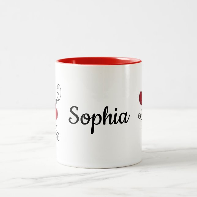 Tasse 2 Couleurs Coupe monogramme de coeur rouge (Centre)