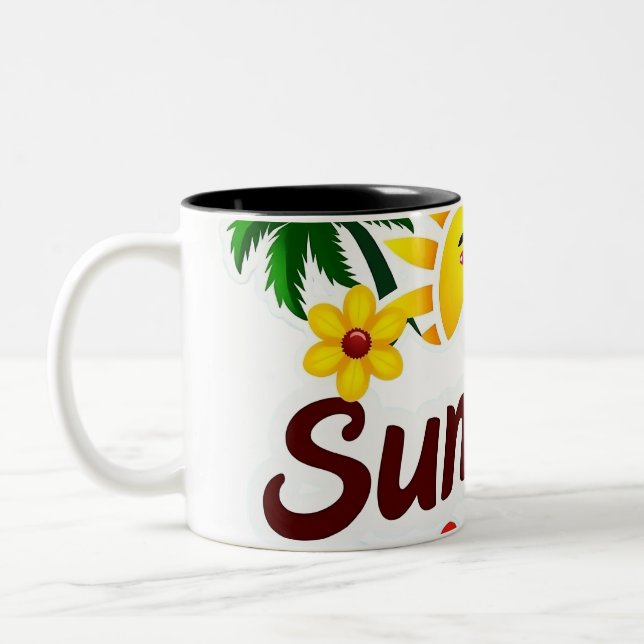 Tasse 2 Couleurs Coupe Soleil et Palmiers (Gauche)