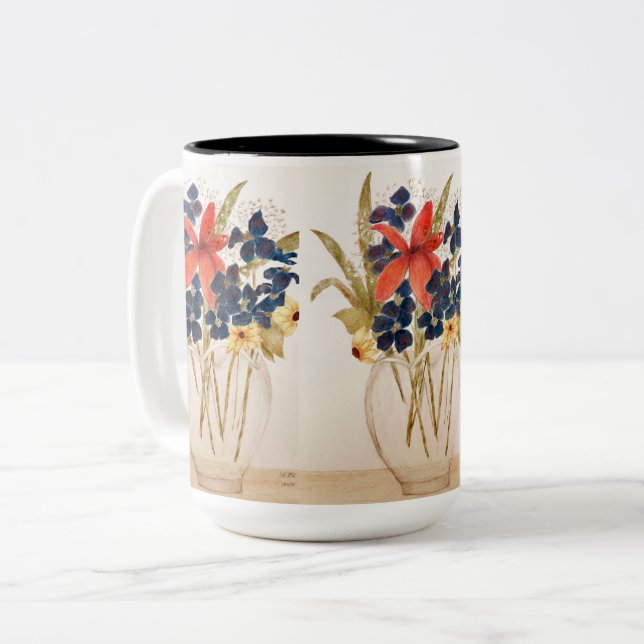 Tasse 2 Couleurs Couper le vase des fleurs (Devant gauche)