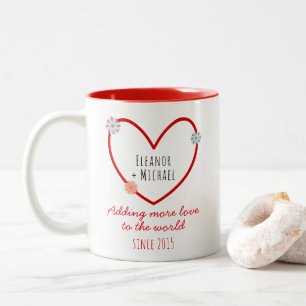 Tasse 2 Couleurs Couple Coeur mignon Mariage Anniversaire Valentine