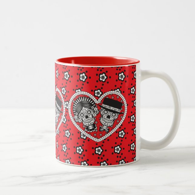 Tasse 2 Couleurs Couple crâne sucre (Droit)