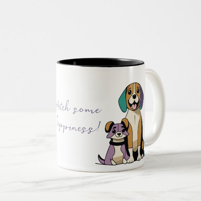 Tasse 2 Couleurs Couple de chien (Devant droit)