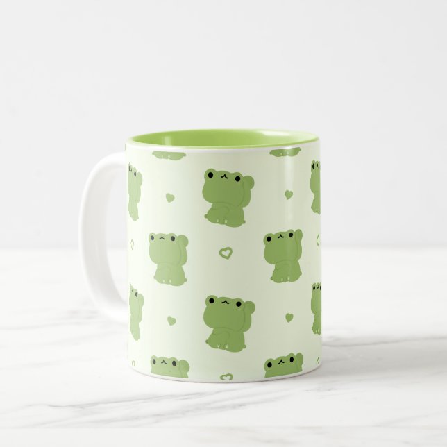 Tasse 2 Couleurs Couple de grenouille mignonne (Devant gauche)