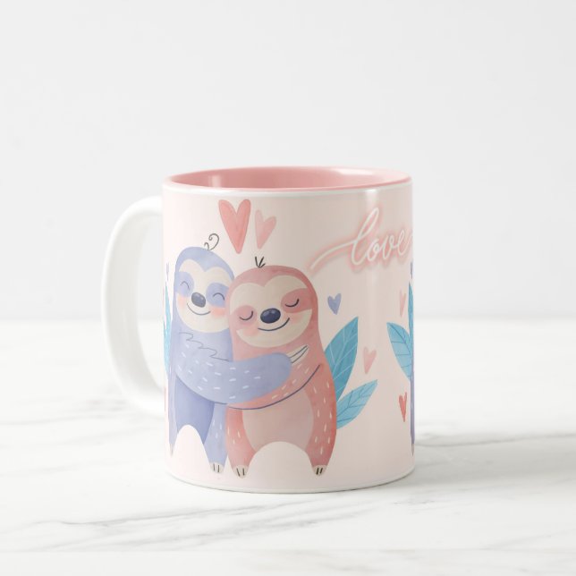 Tasse 2 Couleurs Couple de paresseux (Devant gauche)