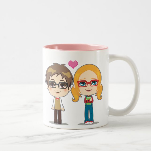 Tasse 2 Couleurs Couples de geek (Droit)