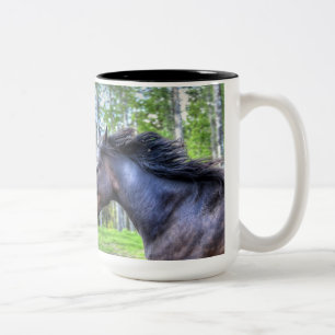 Tasse 2 Couleurs Courir Black Thoroughbred Percheron Horse Photo