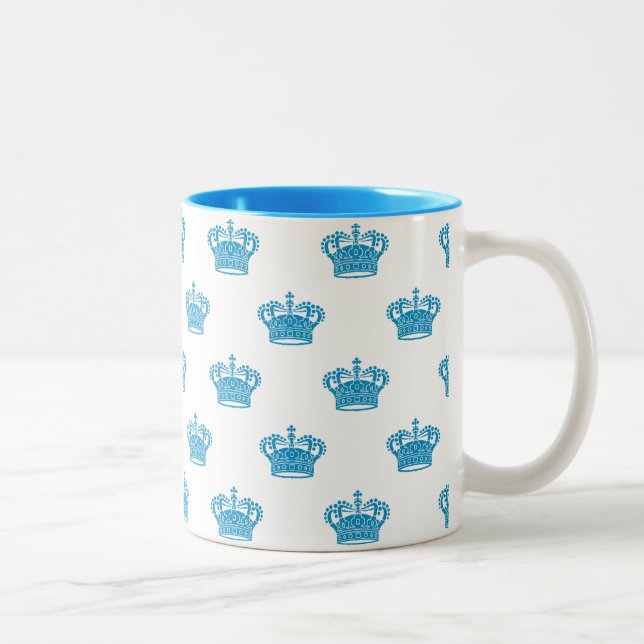Tasse 2 Couleurs Couronne 01 - Bleu clair sur blanc (Droit)