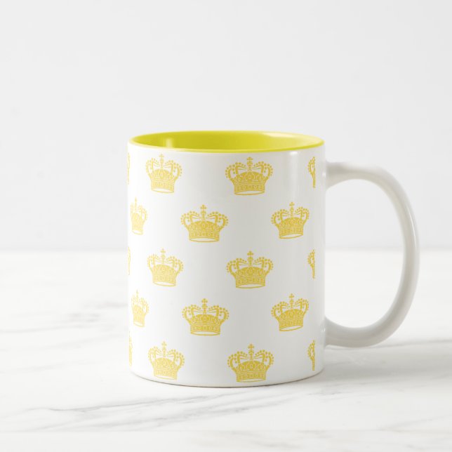 Tasse 2 Couleurs Couronne 01 - Jaune sur blanc (Droit)