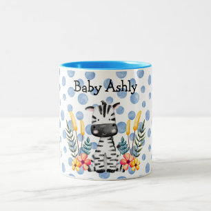 Tasse 2 Couleurs Couronne de fleurs de bébé zèbre mignon Nom person