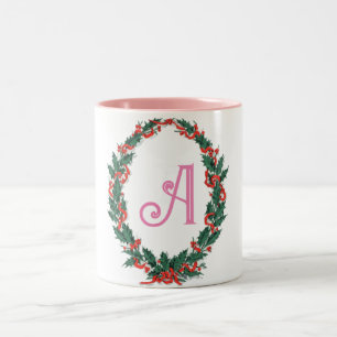 Tasse 2 Couleurs Couronne de verdure décorée de la lettre initiale 