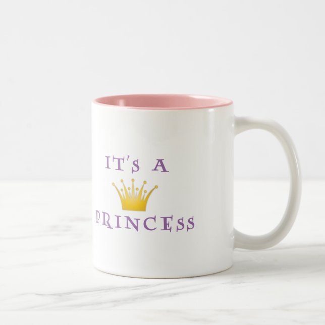 Tasse 2 Couleurs Couronne d'or "It's a Princess" avec police Wizard (Droit)