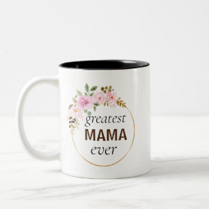 Tasse 2 Couleurs Couronne d'or rose Floral la plus grande maman jam
