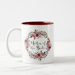 Tasse 2 Couleurs Couronne florale aquarelle boho mère de la mariée
