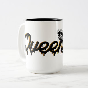 Tasse 2 Couleurs Couronne or Queen personnalisée avec nom