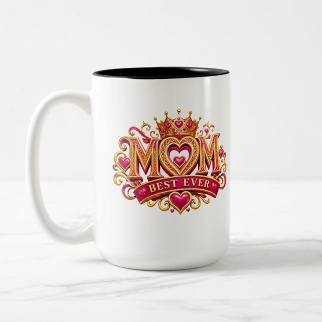 Tasse 2 Couleurs Couronne Royale Meilleure Maman  (Gauche)