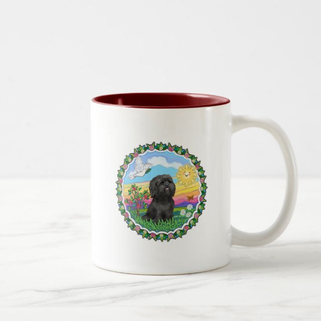 Tasse 2 Couleurs Couronne - Shih Tzu noir (Droit)