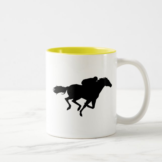 Tasse 2 Couleurs Course de chevaux ; jaune (Droit)