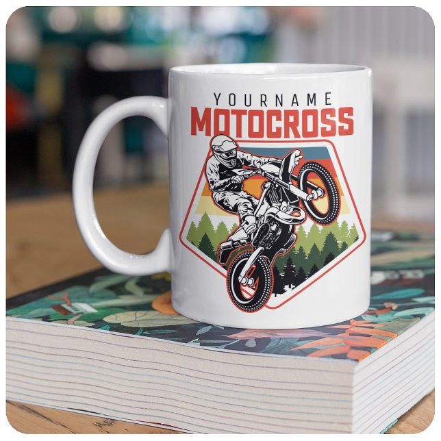 Tasse 2 Couleurs Course de moto cross personnalisée sur piste de te (Créateur téléchargé)