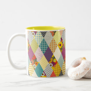 Tasse 2 Couleurs courtepoint vintage fleuri en patchwork