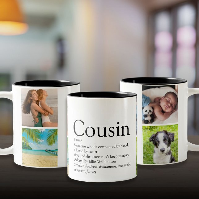 Tasse 2 Couleurs Cousin 4 Photo Moderne Fun Cool Définition (Cousin 4 Photo Modern Fun Cool Definition Two-Tone Coffee Mug)