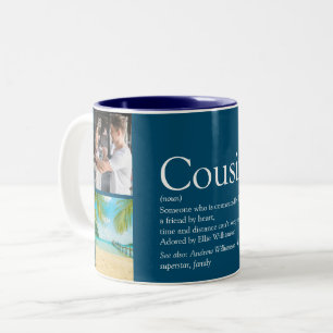 Tasse 2 Couleurs Cousin Moderne 4 Photo Fun Définition Bleue