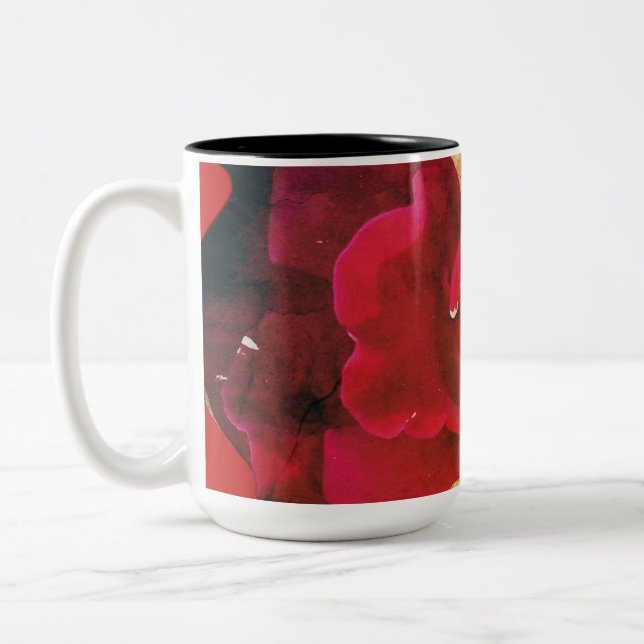 Tasse 2 Couleurs Coussin rond Rose Rouge (Gauche)