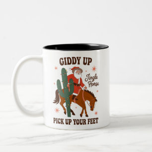 Tasse 2 Couleurs Cowboy Giddy Up Jingle Cheval Levez Les Pieds