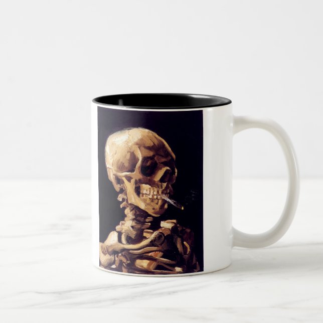 Tasse 2 Couleurs Crâne avec la cigarette, Van Gogh (Droit)