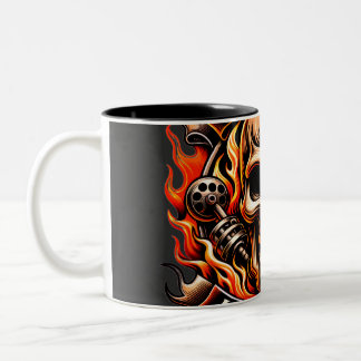 Tasse 2 Couleurs Crâne de motard Roulez pour vivre, vivez pour roul
