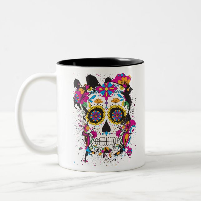 Tasse 2 Couleurs Crâne de sucre dia de los muertos (Gauche)