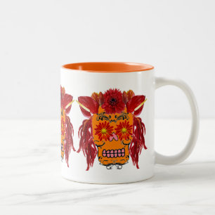 Tasse 2 Couleurs Crâne de sucre floral