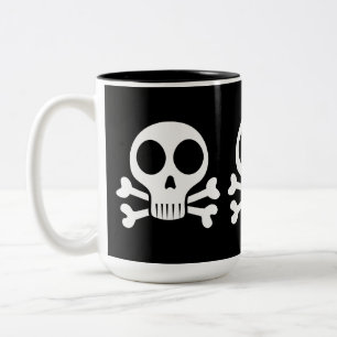 Tasse 2 Couleurs crâne effrayant sur fond noir