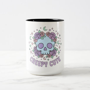 Tasse 2 Couleurs Crâne Fleuris Pastel Gothique Art Esthétique Migno