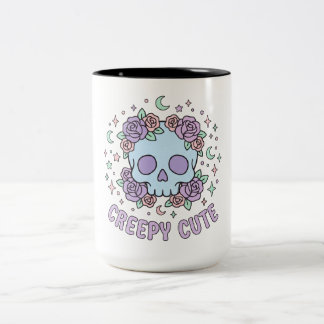 Tasse 2 Couleurs Crâne Fleuris Pastel Gothique Art Esthétique Migno