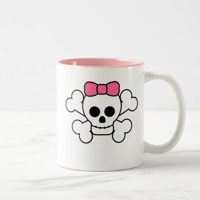 Tasse 2 Couleurs Crâne Girly (Droit)