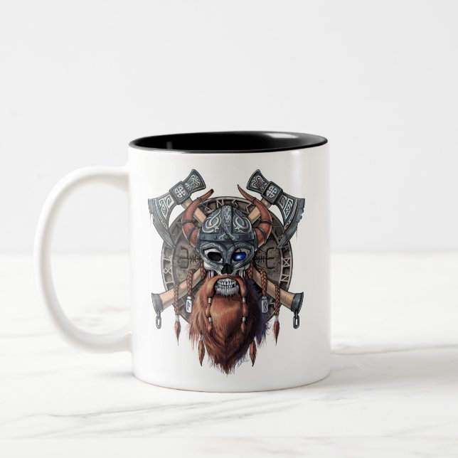 Tasse 2 Couleurs Crâne guerrier viking (Gauche)